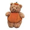Thanksgiving Pumpkin Bear Plush Toy, 12 Inch Soft Stuffed Animal Pillow, Festive Home Decor Cuddle Buddy for Kids, Brown