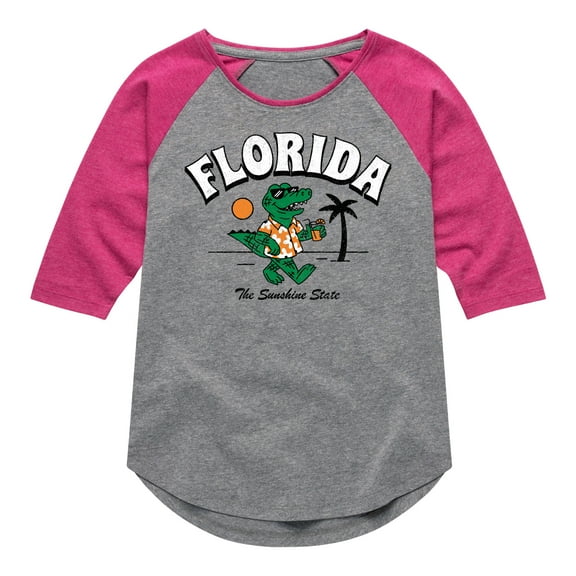 Instant Message - Florida, The Sunshine State - Toddler & Youth Girls Raglan Graphic T-Shirt