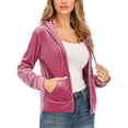 thumbnail image 4 of Women's Warm Velvet Zip Hoodie Sweatshirt Long Sleeve Hoodie Velour Jacket Jumper Hoodies Tops Casual Joggers Jacket Red/Purple/Black/Blue, 4 of 7