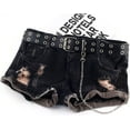 thumbnail image 3 of Gothic Belt Double Grommet Buckle Leather Belt for Mens Women Jeans Fashion Belt Punk Rock y2k with Chain, 3 of 6