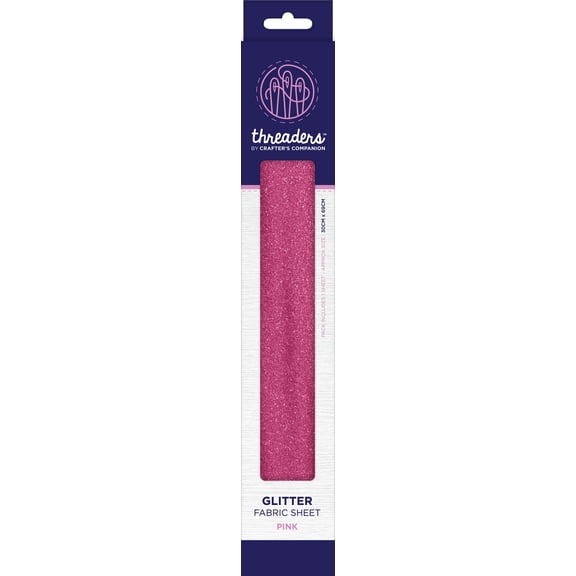 Crafter's Companion Threaders Glitter Fabric Sheet-Pink 11.75"X27"