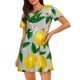 thumbnail image 1 of Easygdp Lemon Seamless Pattern Oil Painting Effect Camisón de manga corta para mujer, informal, estampado, 1 of 6