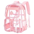 thumbnail image 1 of Backpack | Clear Backpack for Pvc Transparent Bookbag for Stadium Approved See Through Backpack, Cxui Clear Backpack Pink, 1 of 9
