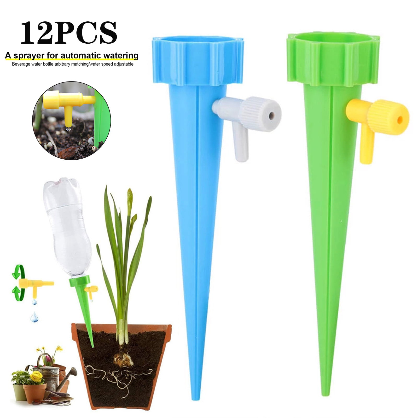 12 Packs Plant Waterer Self Watering Spikes Devices with Slow Release Control 