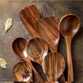 thumbnail image 2 of Cuchara de cocina de teca tailandesa de 7 Uds., utensilios de cocina de madera Natural, herramienta de cocina, cucharón, colador de arroz, cuchara para espumar sopa zhangmengya LED, 2 of 2