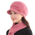 thumbnail image 2 of UTSJKR Winter Hats for Women Windproof Ear Protection Fleece Beret Hat Chunky Knitted Scarf 2 Piece Sets Outdoor Cold Weather Pink, 2 of 9