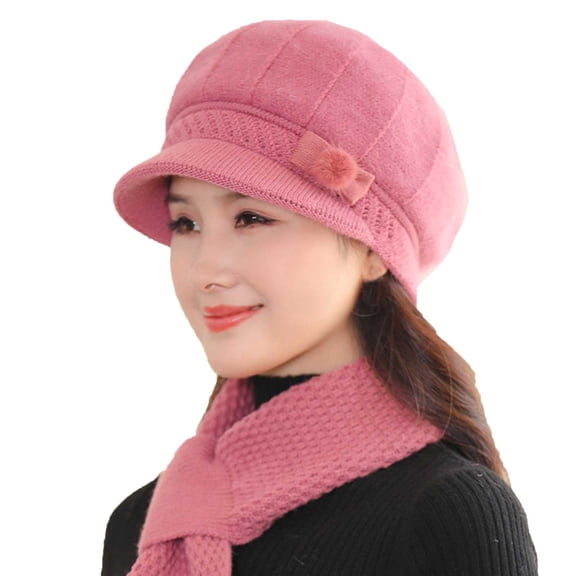 Fjofpr Winter Caps for Women Outdoors Winter Hats for Women Knitted Hats Womens Winter Hats for Women Brim Winter Women Windproof Outdoor Warm Protection Hat Knit Splicing Cap
