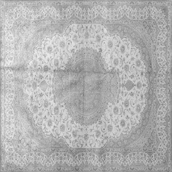 Ahgly Company Indoor Square Medallion Gray Traditional Area Rugs, 7' Square