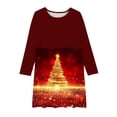 thumbnail image 5 of FamilyThread Girls Christmas Dress Long Sleeve Dress for Girls Swing Twirly Skater Dresses Tree Print Casual A Line Dresses For 4-12Y, 5 of 5