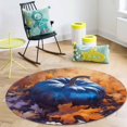 4 Ft Round Area Rug Mats for Living Room Autumn Thanksgiving Pumpkins
