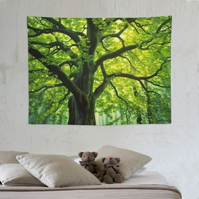 ONETECH Nature Forest Thick Tree Wall Tapestry Middle Large Print Wall Art Hanging for Bedroom Living Room Dorm Decor Green and White Walmart