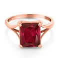 thumbnail image 3 of Gem Stone King 14K Rose Gold Red Created Ruby Solitaire Engagement Ring for Women (5.80 Cttw, Emerald Cut 11x9MM), 3 of 6