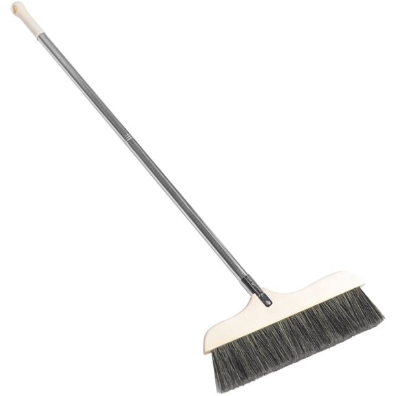 KONTONTY Lightweight Indoor Dust Broom for Hardwood Floors with Soft Bristles and Hanging Hole in Plated Silver