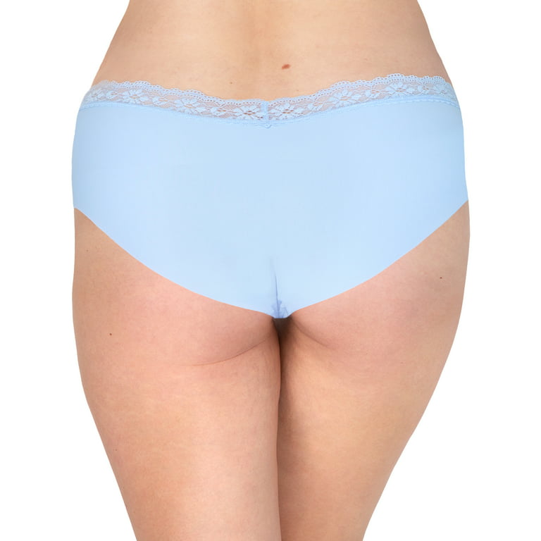 Adorable 'something blue' bridal panties with white lace ruffle at waistband