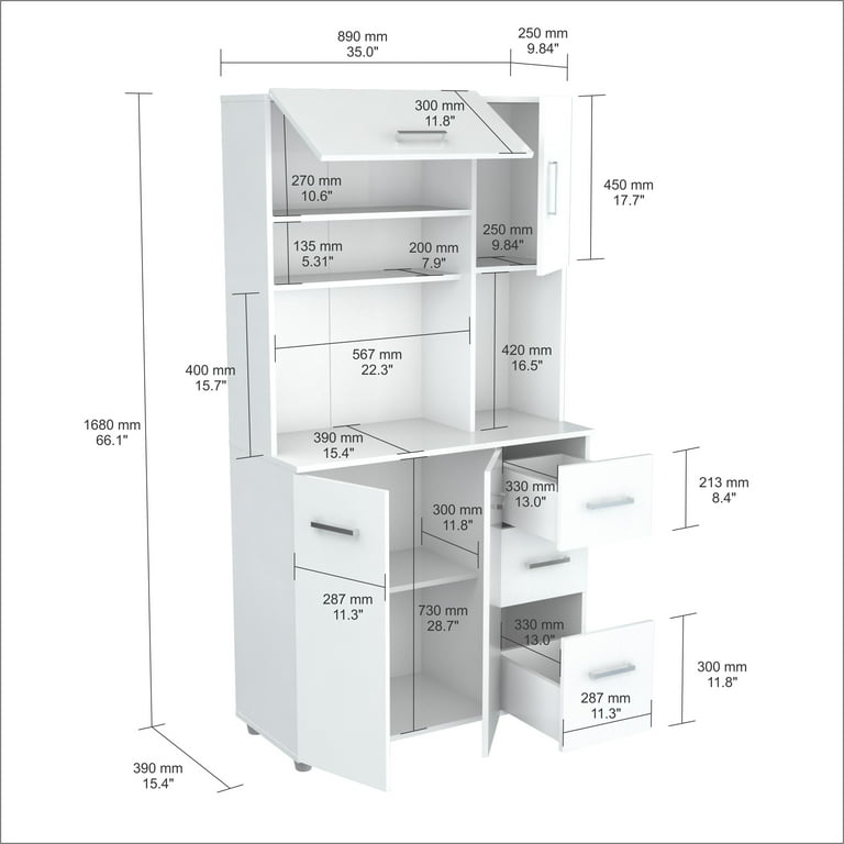 Inval Laminate Kitchen Microwave Storage Cabinet 35