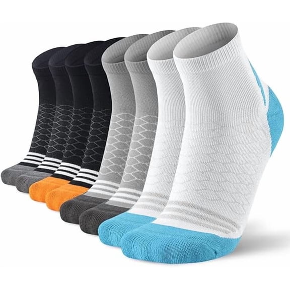 Mqamex 4-Pack Men's Athletic Ankle Socks,Compression Socks Size 10-15