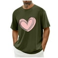 thumbnail image 1 of Tops para hombre, blusas y camisas de cuello redondo y manga corta para hombre. Camiseta/camisa informal de cuello redondo y manga corta con estampado de corazones para hombre. Tops de poliéster para, 1 of 3