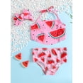 thumbnail image 3 of Baby Girls Three Piece Swimsuits, Halter Tassel Tops + Bikini Bottom + Headband Set, 3 of 10