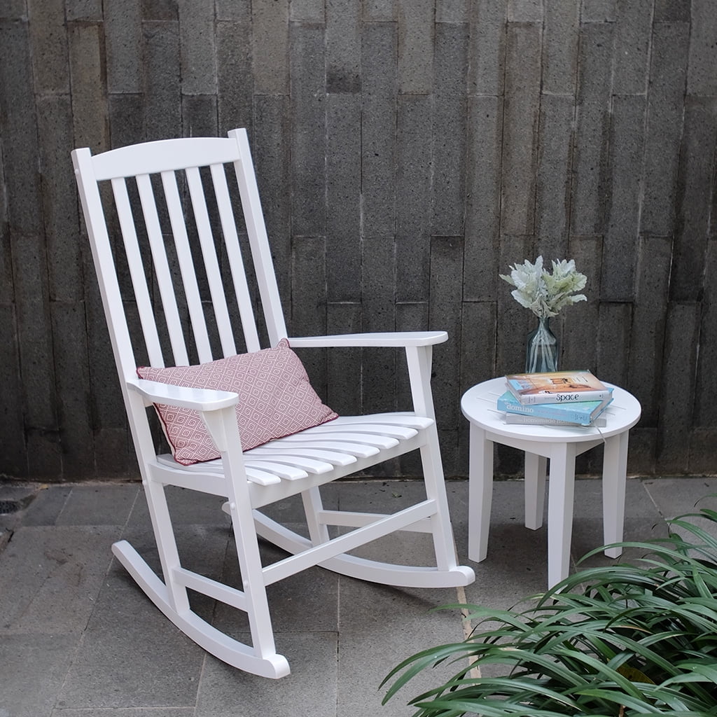 Monstay Outdoor Wooden Porch Rocking Chair White Color