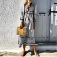 thumbnail image 2 of Patlollav Womens Ladies Plus Size Round-Neck Lace Patchwork Long Dress Short Sleeve Dress, 2 of 6