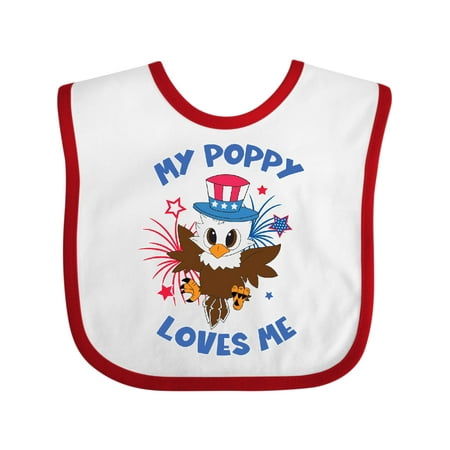 

Inktastic 4th of July My Poppy Loves Me Cute Patriotic Baby Eagle Gift Baby Boy or Baby Girl Bib