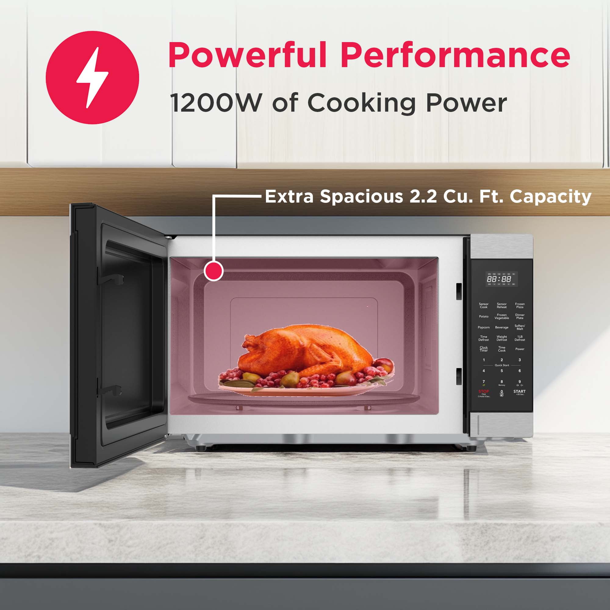 Frigidaire 2.2 Cu. ft. 1200 Watt Countertop Microwave Oven, Stainless Steel