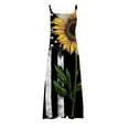 thumbnail image 2 of eczipvz Summer Dress Beach American Flag Patriotic Dress Floral Sundress Sleeveless Casual Boho Tank Dress Black,XXL, 2 of 3