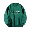 thumbnail image 3 of Sudaderas para mujer, sudaderas con hombros caídos y estampado de letras a la moda SG, 3 of 9