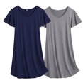 thumbnail image 2 of Avidlove 2 Pack Women Nightgown Sleepwear Flare Short Sleeve Sleepshirts V Neck Sleepdress Causal Pajama Dress S-XXL, 2 of 6