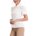 thumbnail image 4 of MODA NOVA Juniors Puff Sleeve Turn Down Collared Work Office Button Down Shirt White M, 4 of 5