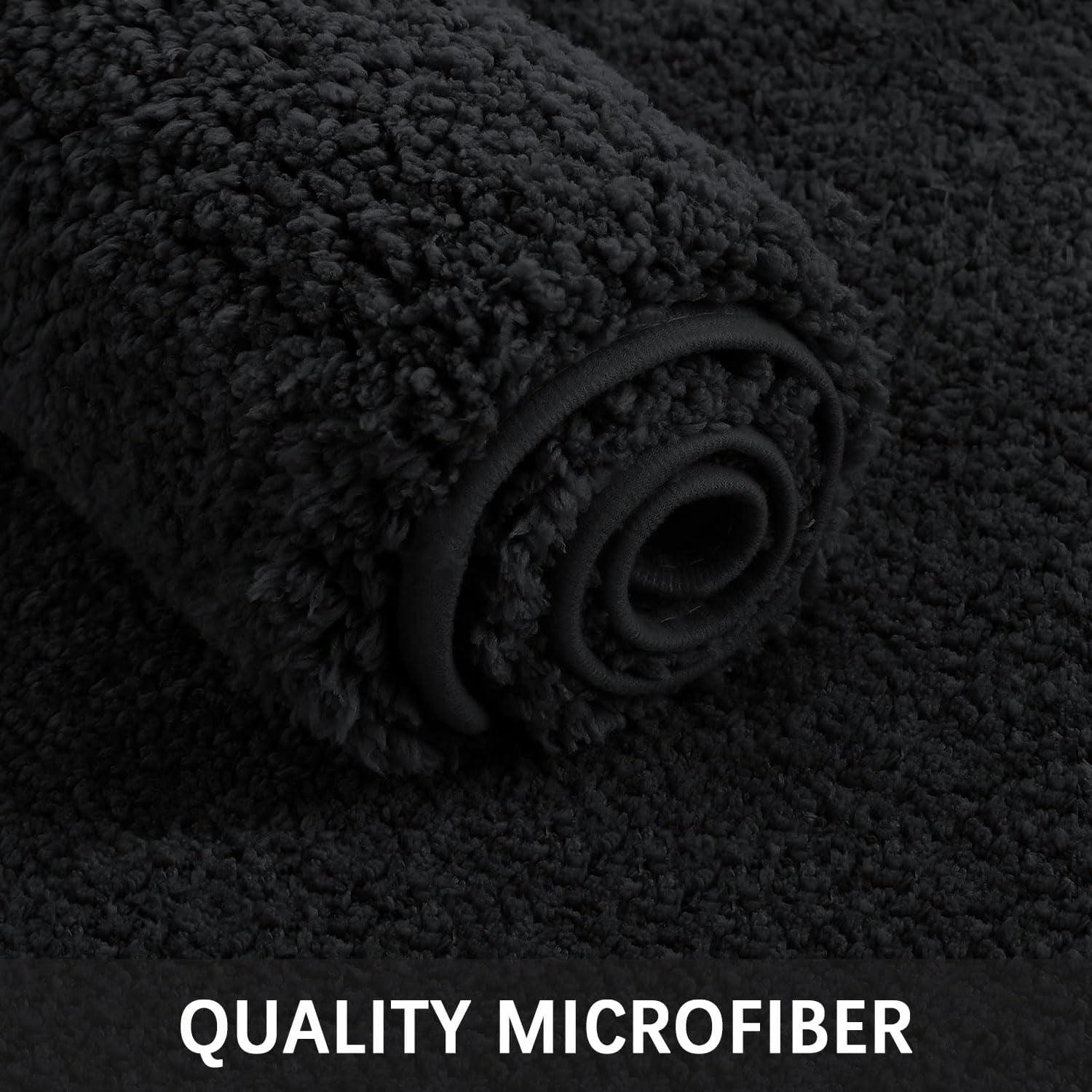 Buganda Microfiber Bathroom Rugs (20x30, Black) Shaggy Soft and Absorbent, Non Slip, Thick Plush, Machine Washable Bath Mat and Bath Rugs for Bathroom