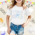 thumbnail image 2 of T-shirt à Manches Courtes pour Tout-Petites Filles, Haut Décontracté à Imprimé de Dessins Animés, Col Ras du Cou pour l'École, Vêtements pour Enfants, Blanc, Taille 4-5T, 2 of 4