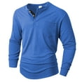 thumbnail image 2 of WMTBSRSW Men's Long Sleeve Henley Shirts Pocket Button T-Shirts Casual Pullover Shirt Soft Stretch Basic Tees Fall Tops Blue XL, 2 of 6