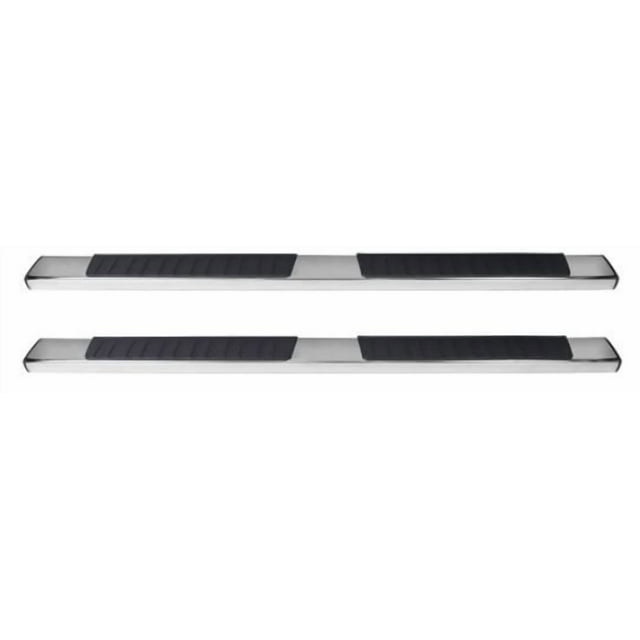 Westin Automotive Nerf Bar 28-71030 R7 Series; With Step Pads; 6 inch Oval Straight; Polished; Stainless Steel; With Plastic End Caps; Rocker Panel Mount