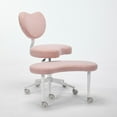 thumbnail image 4 of Lisonu Plus Size Cross Legged Office Chair, Pink Teddy Fabric Criss Cross Desk Chair with Swivel Stool & Lumbar Support, Flexible Active Sitting Meditation Chair for Home Office, 300 lbs Capacity, 4 of 26