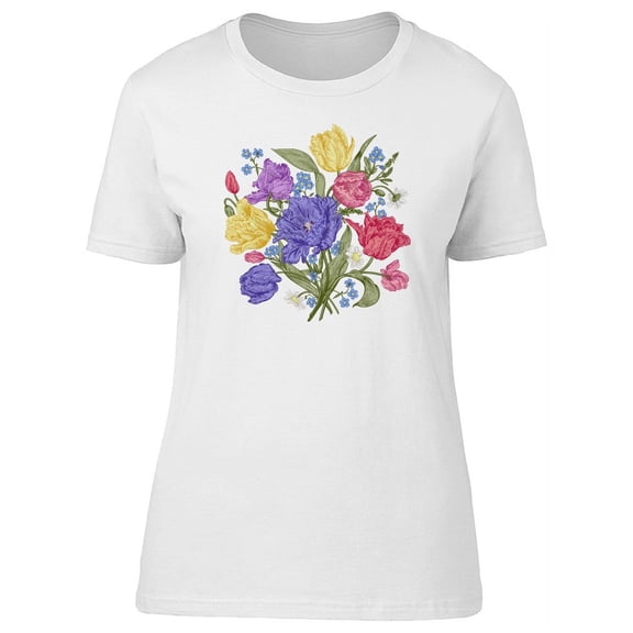 Vintage Bouquet Spring Flowers T-Shirt Women -Image by Shutterstock, Female Small