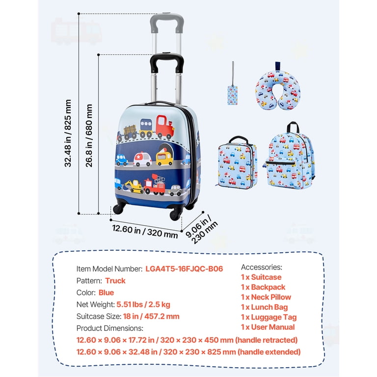 KFFKFF 5-Piece Kids Luggage Set, Airline Carry-On photo 7