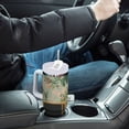 thumbnail image 4 of Yayeee 40oz Stainless Steel Tumbler with Straw and Handle Double-Wall Insulated Travel Water Bottle, Pink and Green Cat, 4 of 8