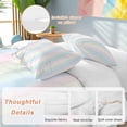 thumbnail image 2 of 3 Piece Colorful Striped Duvet Cover Set California King, Microfiber Comforter/Quilt Cover with Corner Ties and 2 Pillowcases, Rainbow Color Stripes All Season Soft Bedding with Zipper Closure, 2 of 8