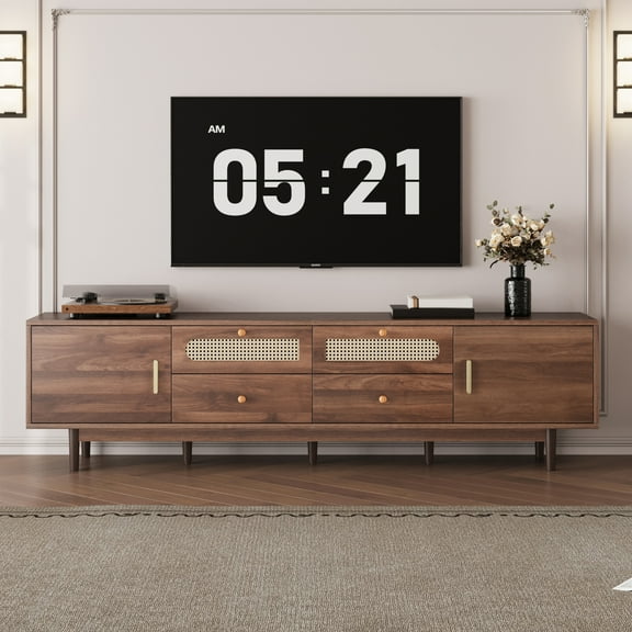 Euroco 76" TV Stand with Drawers for Living Room/Bedroom, Modern Chic Entertainment Center for TVs Up to 85 inches, Entertainment Center with Storage