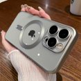 thumbnail image 4 of Luxury Plating Frosting Titanium Frame Case For IPhone 15 14 13 12 11 Pro Max Plus Clear Magsafe Magnetic Wireless Charge Cover, 4 of 5