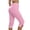 Pink, variant on Drovellove Women's Plus Size Capri Leggings – 3/4 High Waisted Stretch Pants with Side Slit & Subtle Lace Detail for Workout, Yoga or Casual Lounging