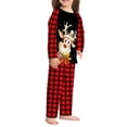 thumbnail image 3 of Conjunto De Pijamas De 2 Piezas Conjunto de pijama familiar de 2 piezas Conjunto informal de manga larga con estampado de alce y pantalones Traje diario Cgtredaw Chica Rojo 4-5T para Niño, 3 of 6