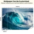 thumbnail image 3 of Peel and Stick Wallpaper Waterproof Close up detail powerful teal blue wave breaking open ocean bright Wall Mural Decor Self Adhesive and Removable 100in x 144in, 3 of 7