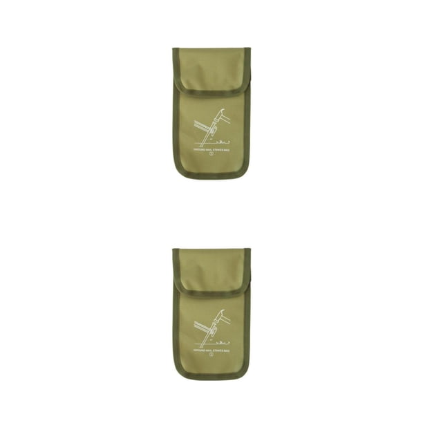 Eigraketly Bolsa de clavijas para tienda de campaña al aire libre, herramientas, bolsa de almacenamiento de clavos para suelo, tela Oxford Verde césped/S 2piezas