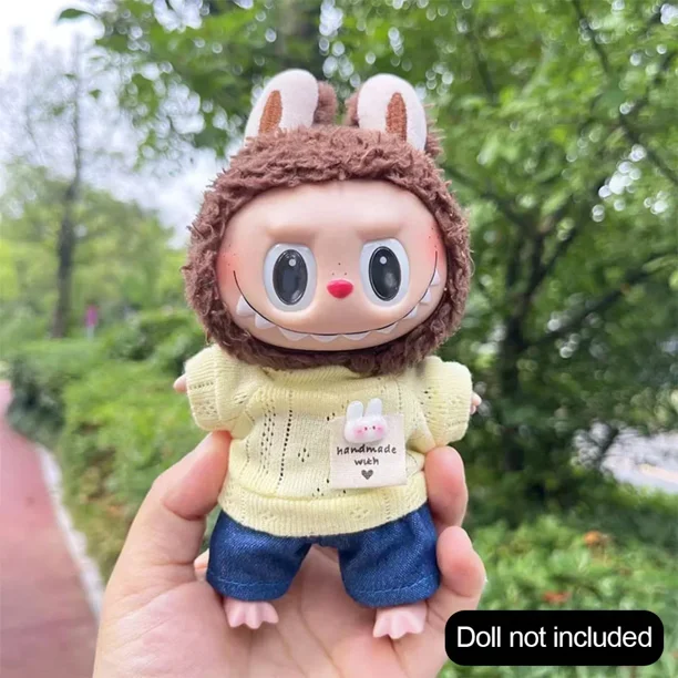 Para Corea Kpop Exo Labubu I II Idol Dolls sentado fiesta simple pin camisa ropa Mini ropa de muñeca de peluche accesorios de atuendo