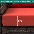 thumbnail image 4 of Craftian Wicker Hanging Porch Swing Chair Outdoor Brown Rattan Patio Swing Lounge w/ 2 Back Cushions Capacity 770lbs for Garden, Balcony, Living Room, Red, 4 of 8