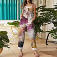 thumbnail image 5 of SAATLERI Boho Floral Romper for Women 2025 Linen Jumpsuit Adjustable Straps Summer Wide Leg Casual Jumpsuits for Women, 5 of 5