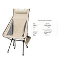 thumbnail image 3 of Chaise de Camping Pliante Légère, Chaise de Camping Portable à Dossier Haut avec, 3 of 8