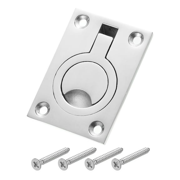 Flush Ring Pull Handle, 1 Pack - 316 Stainless Steel Square Hidden Door Latch for Marine Yacht Hatch Furniture